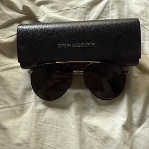 Burberry Black Aviator Sunglasses with Case